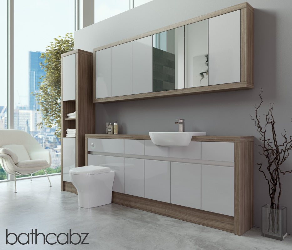SIDONA DRIFTWOOD BASE, WALL & TALL UNIT BATHROOM FITTED FURNITURE