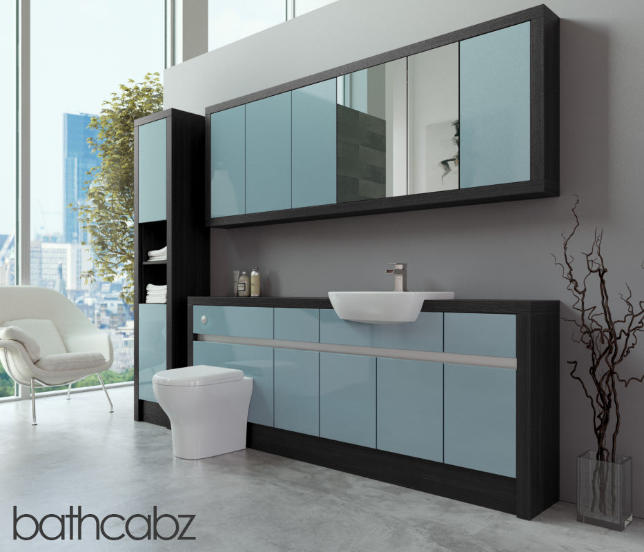 SIDONA HACIENDA BLACK BASE, WALL & TALL UNIT BATHROOM FITTED FURNITURE