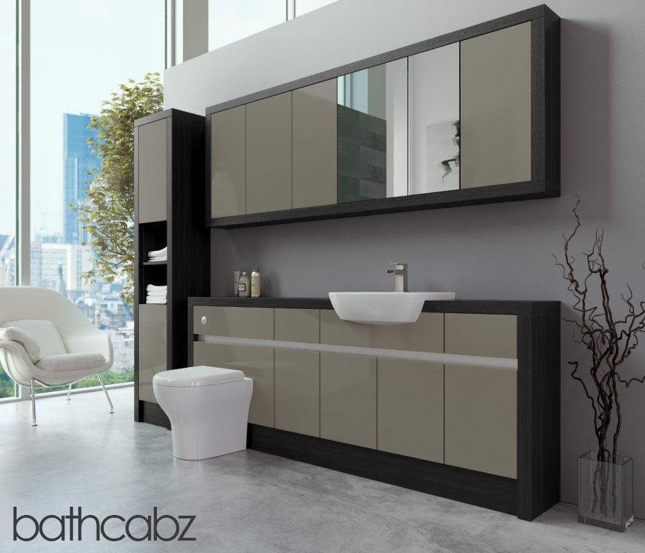 SIDONA HACIENDA BLACK BASE, WALL & TALL UNIT BATHROOM FITTED FURNITURE