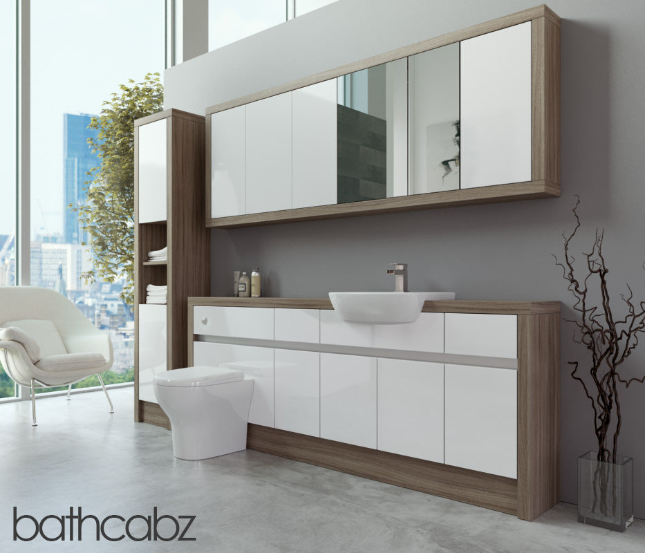SIDONA DRIFTWOOD BASE, WALL & TALL UNIT BATHROOM FITTED FURNITURE