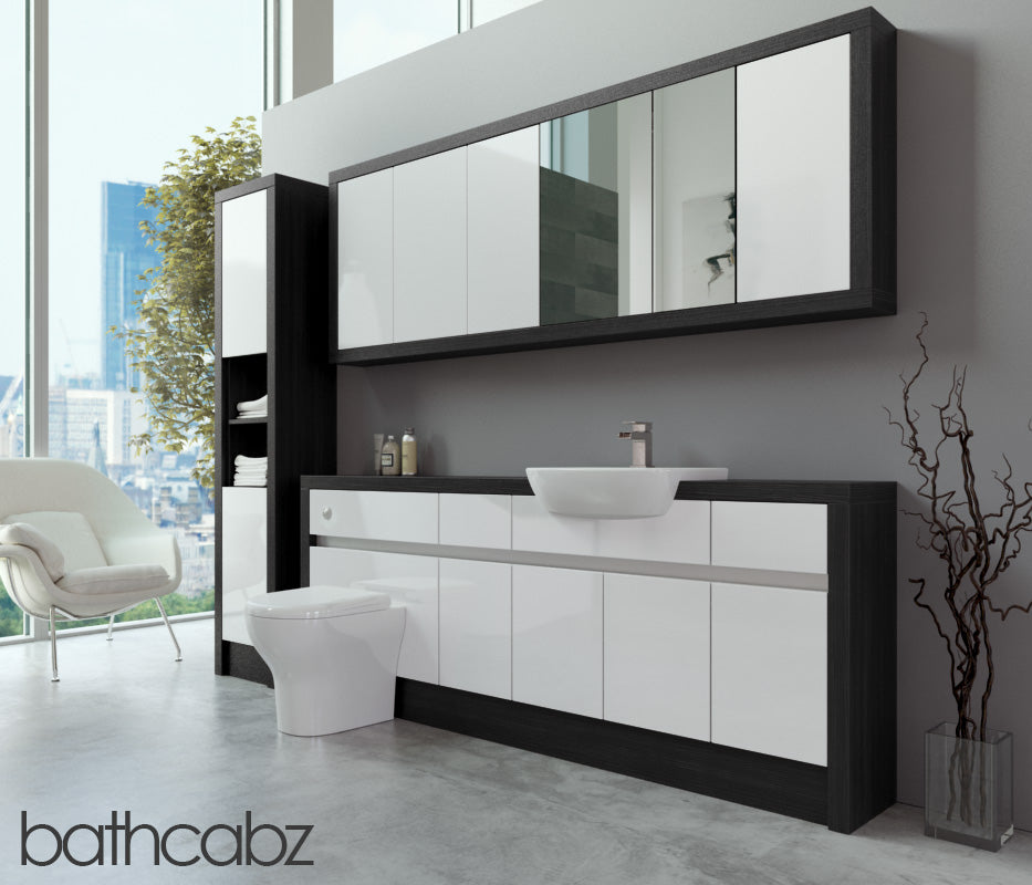 SIDONA HACIENDA BLACK BASE, WALL & TALL UNIT BATHROOM FITTED FURNITURE