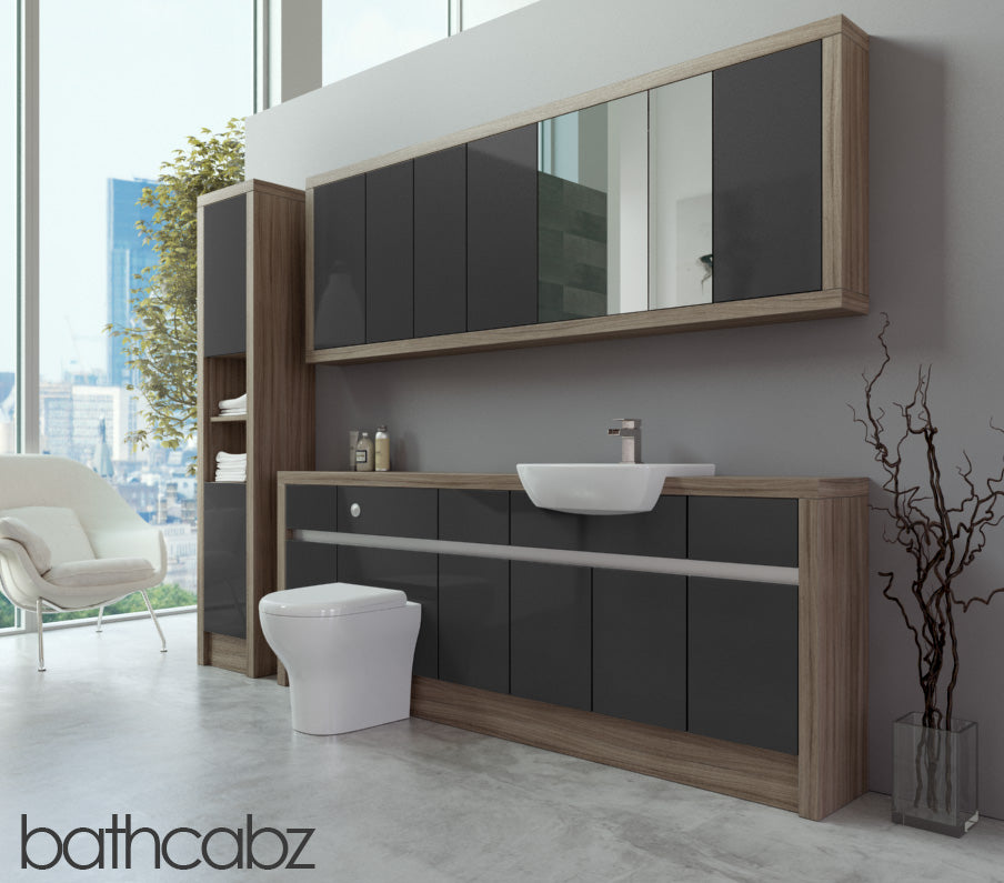 SIDONA DRIFTWOOD BASE, WALL & TALL UNIT BATHROOM FITTED FURNITURE
