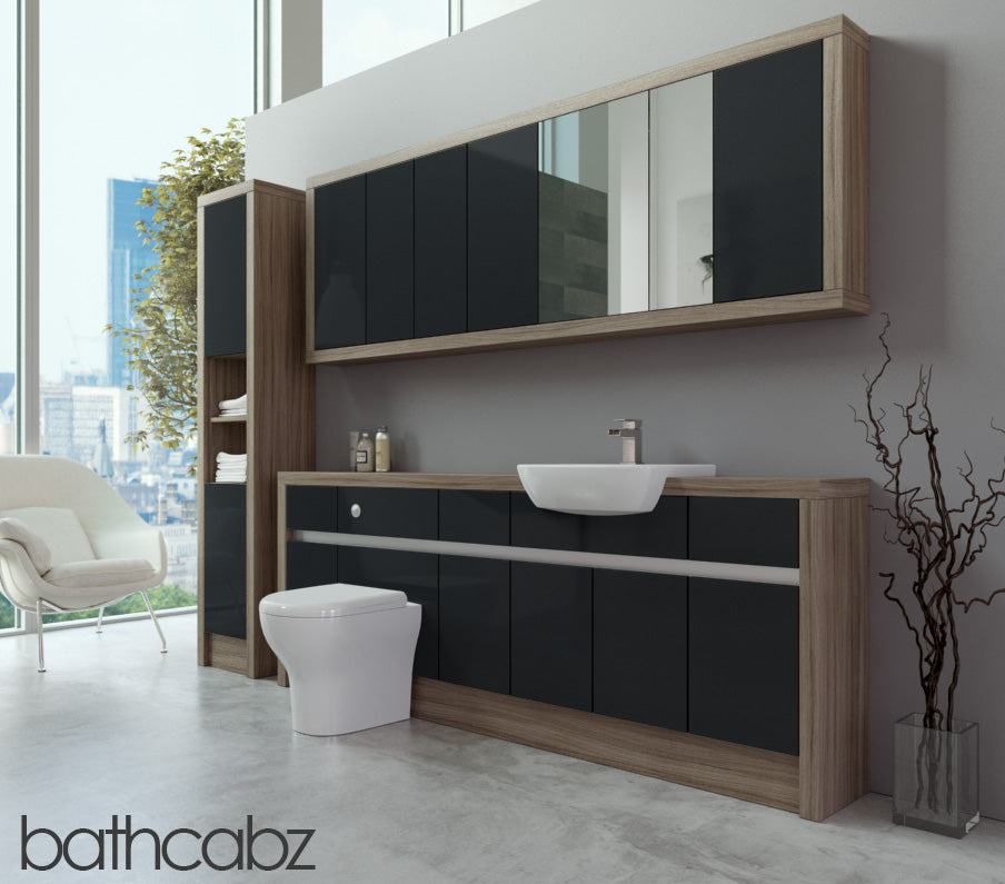 SIDONA DRIFTWOOD BASE, WALL & TALL UNIT BATHROOM FITTED FURNITURE