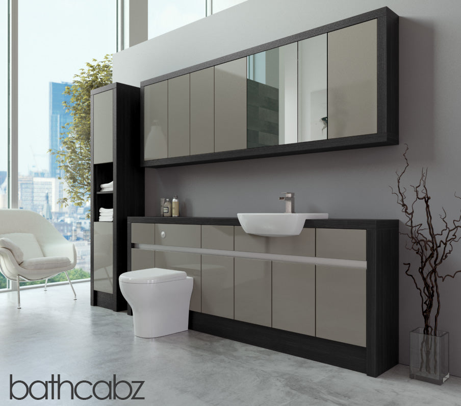 SIDONA HACIENDA BLACK BASE, WALL & TALL UNIT BATHROOM FITTED FURNITURE