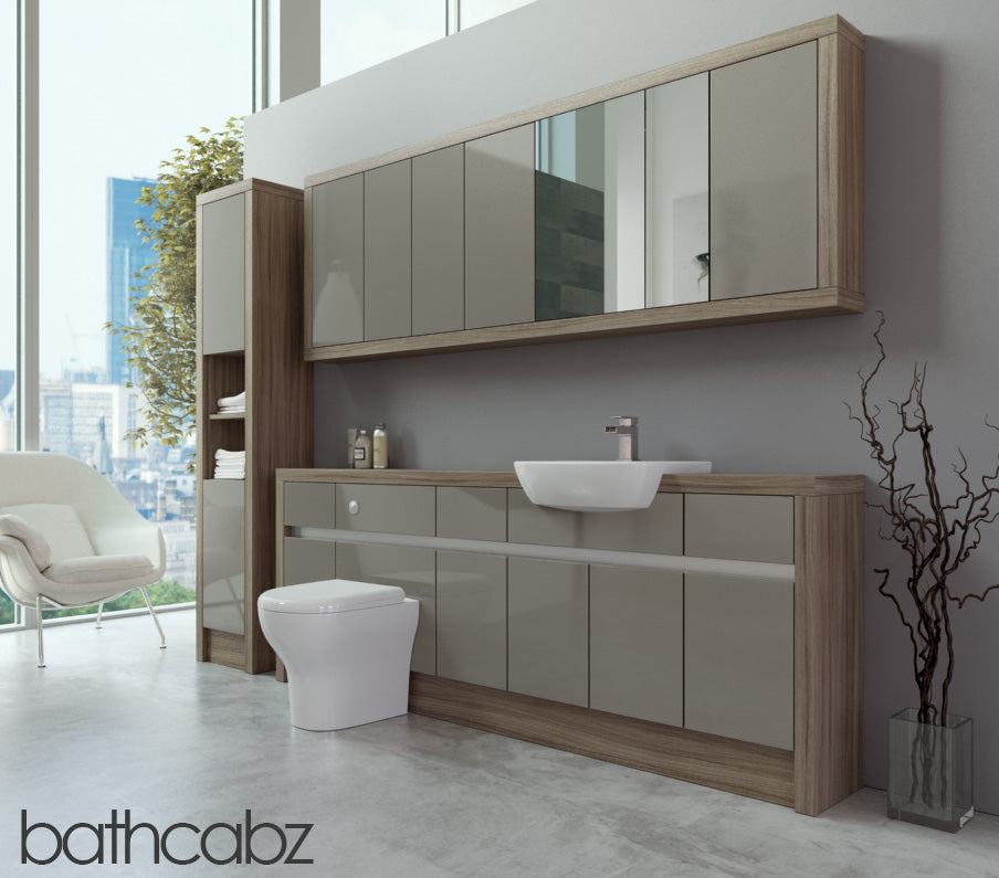 SIDONA DRIFTWOOD BASE, WALL & TALL UNIT BATHROOM FITTED FURNITURE