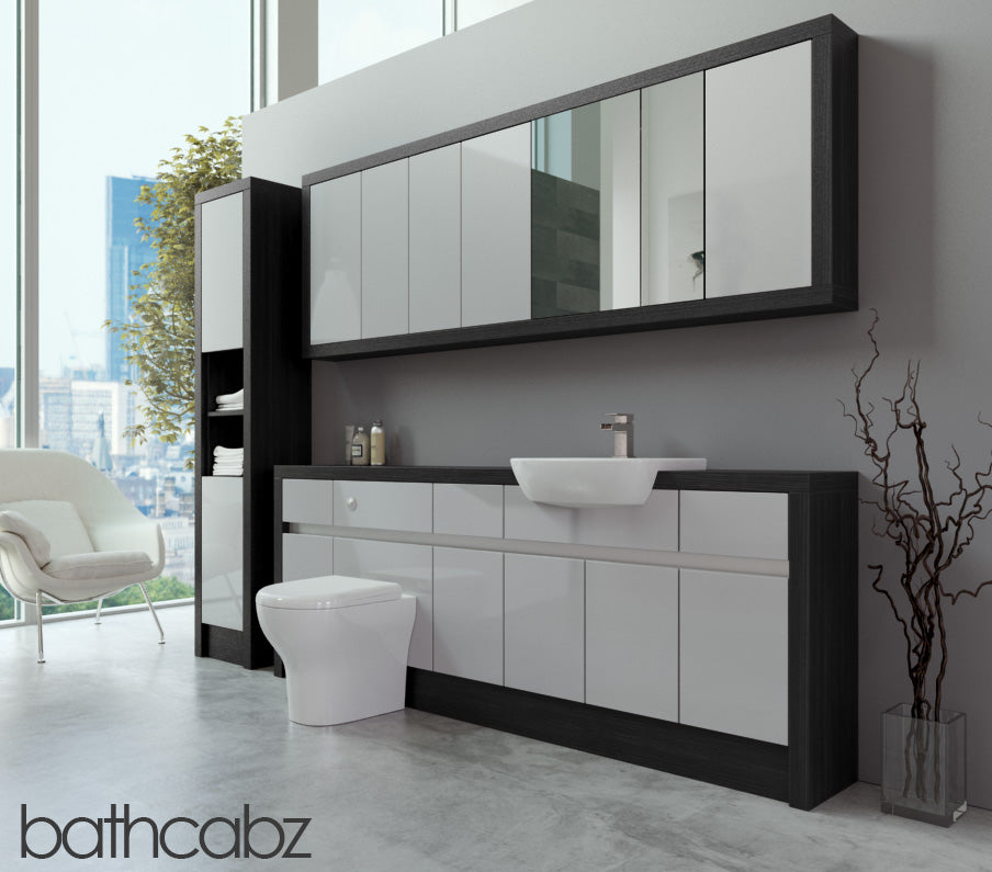 SIDONA HACIENDA BLACK BASE, WALL & TALL UNIT BATHROOM FITTED FURNITURE