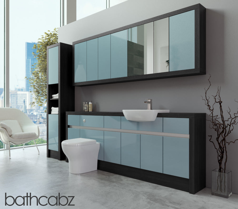 SIDONA HACIENDA BLACK BASE, WALL & TALL UNIT BATHROOM FITTED FURNITURE