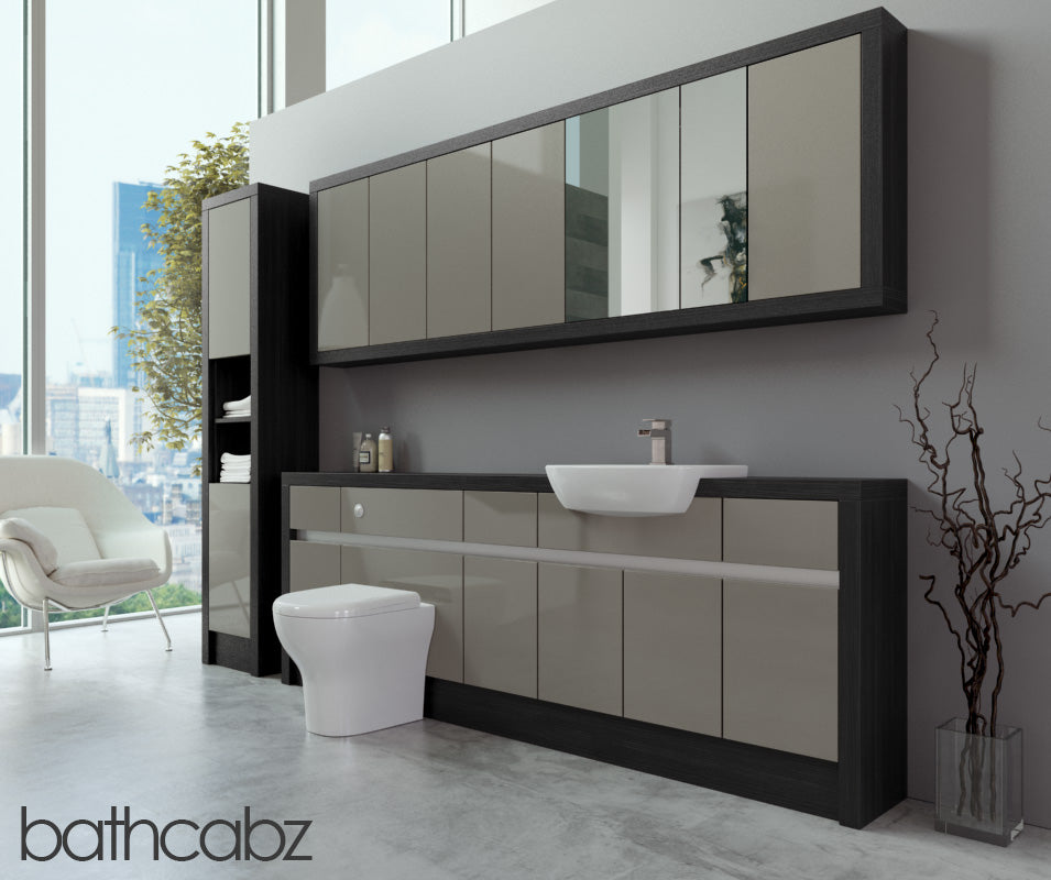 SIDONA HACIENDA BLACK BASE, WALL & TALL UNIT BATHROOM FITTED FURNITURE