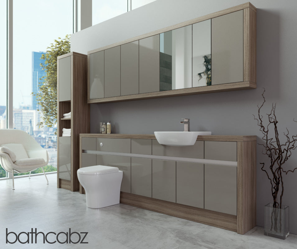 SIDONA DRIFTWOOD BASE, WALL & TALL UNIT BATHROOM FITTED FURNITURE