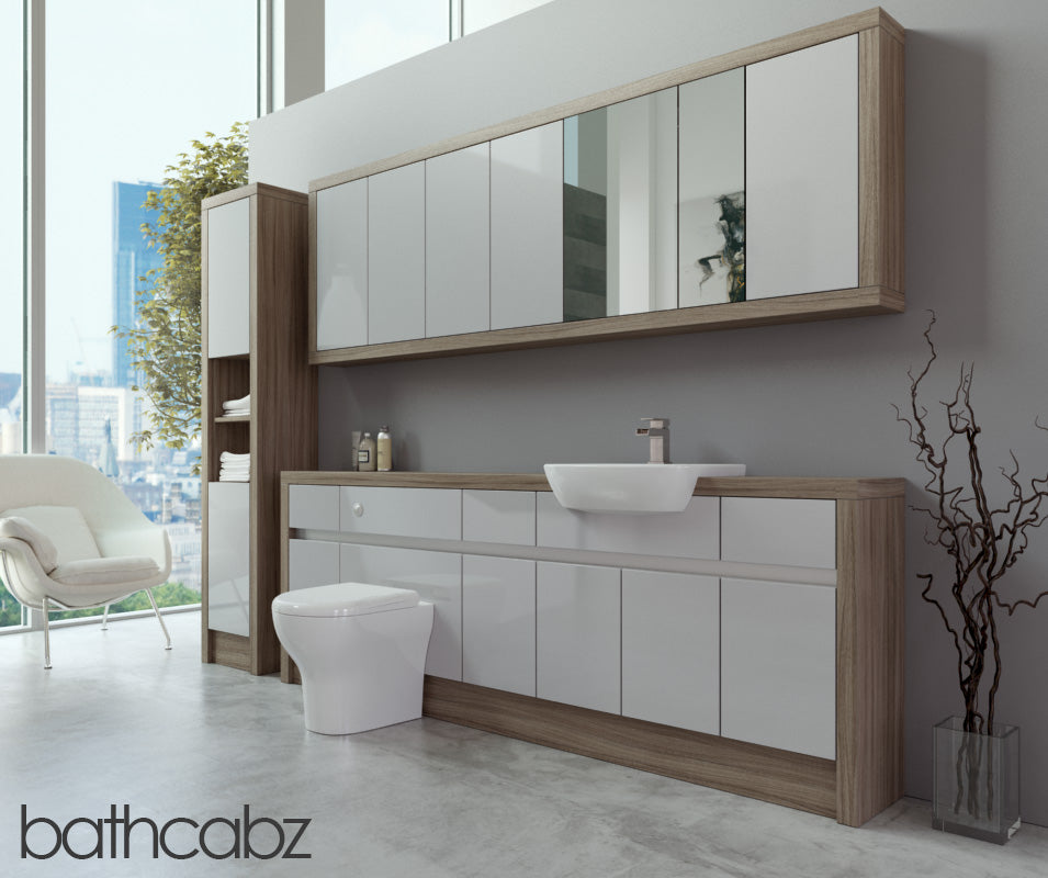 SIDONA DRIFTWOOD BASE, WALL & TALL UNIT BATHROOM FITTED FURNITURE