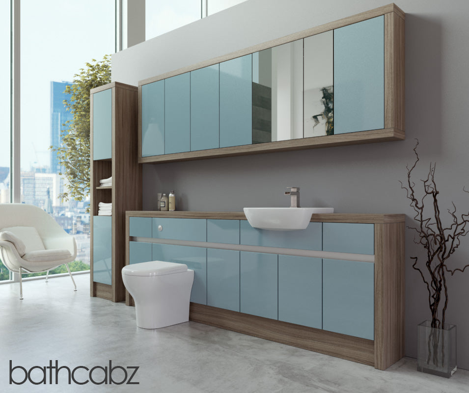 SIDONA DRIFTWOOD BASE, WALL & TALL UNIT BATHROOM FITTED FURNITURE