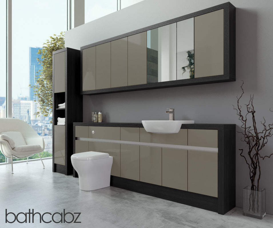SIDONA HACIENDA BLACK BASE, WALL & TALL UNIT BATHROOM FITTED FURNITURE