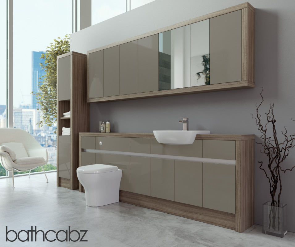 SIDONA DRIFTWOOD BASE, WALL & TALL UNIT BATHROOM FITTED FURNITURE