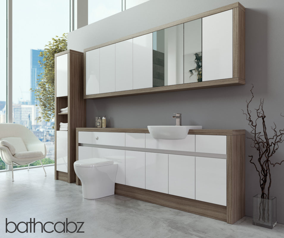 SIDONA DRIFTWOOD BASE, WALL & TALL UNIT BATHROOM FITTED FURNITURE