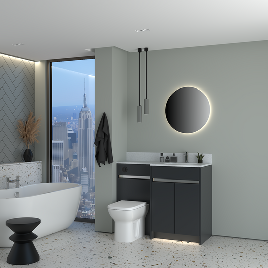 ELANA MATT WITH CHROME PROFILE & TAP BASE UNITS BATHROOM FITTED FURNITURE