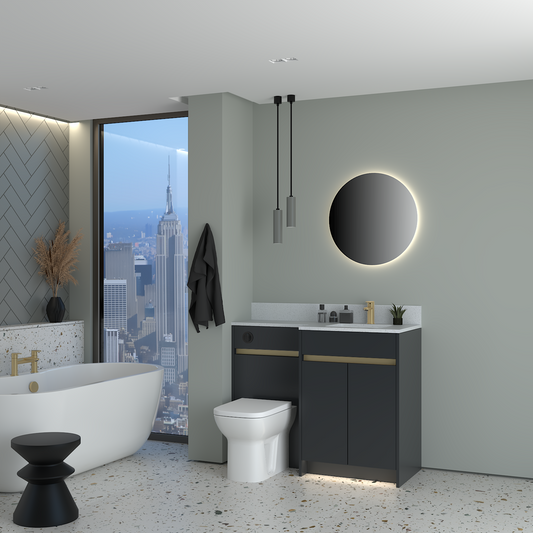 ELANA MATT WITH BRASS PROFILE & TAP BASE UNITS BATHROOM FITTED FURNITURE