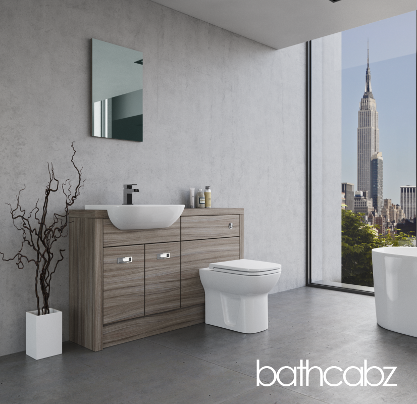 ATHENA DRIFTWOOD BASE UNITS BATHROOM FITTED FURNITURE