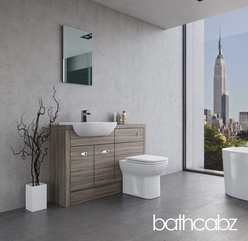 ATHENA DRIFTWOOD BASE UNITS BATHROOM FITTED FURNITURE