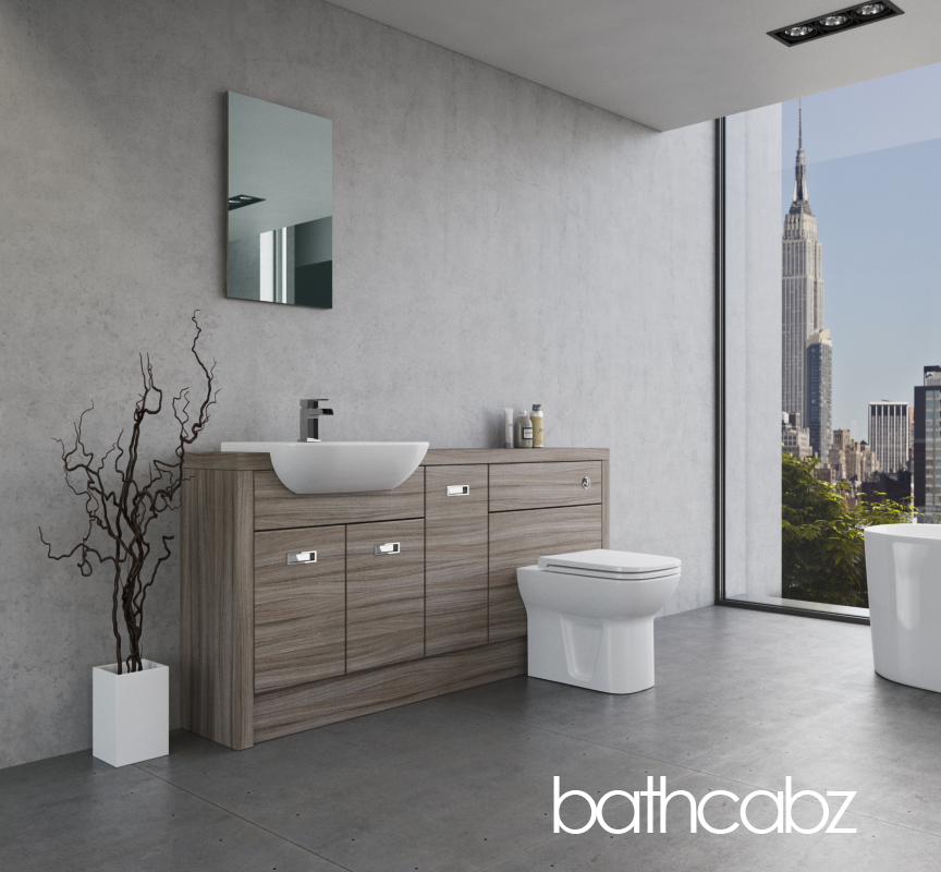 ATHENA DRIFTWOOD BASE UNITS BATHROOM FITTED FURNITURE