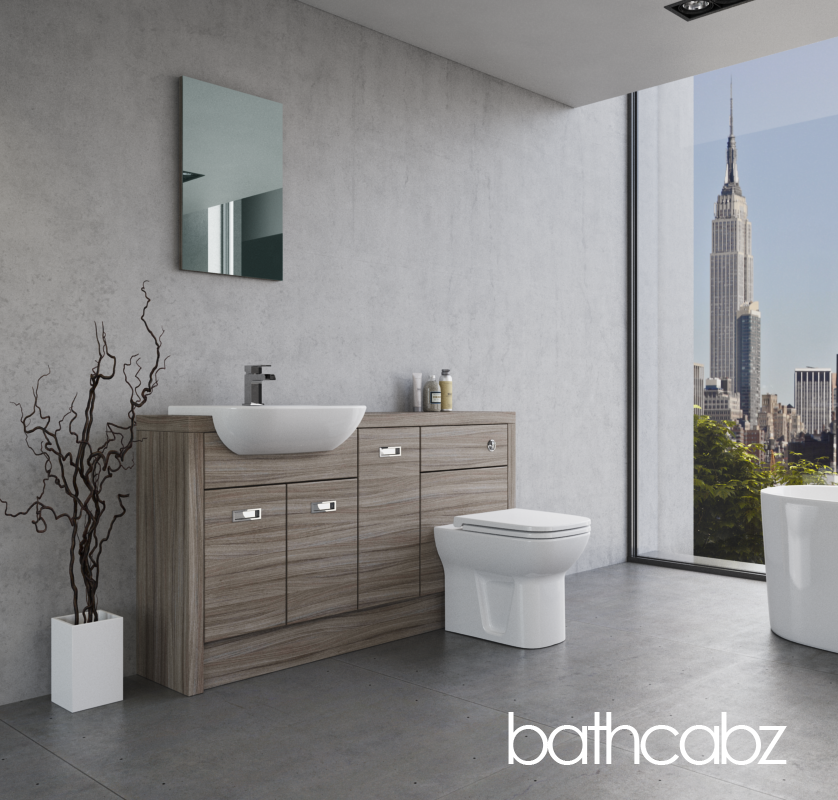 ATHENA DRIFTWOOD BASE UNITS BATHROOM FITTED FURNITURE
