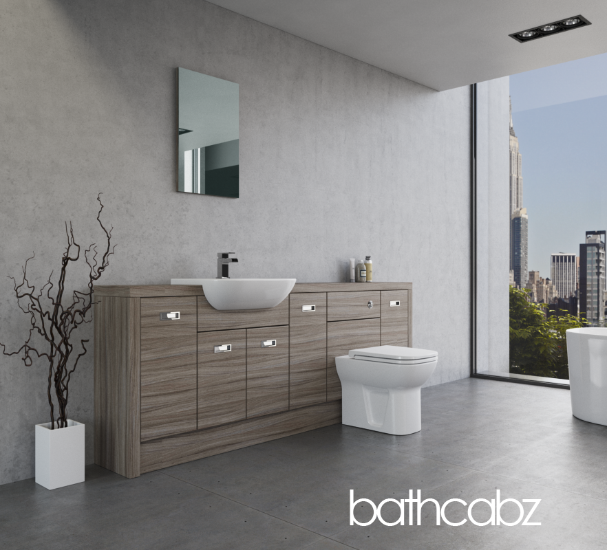 ATHENA DRIFTWOOD BASE UNITS BATHROOM FITTED FURNITURE