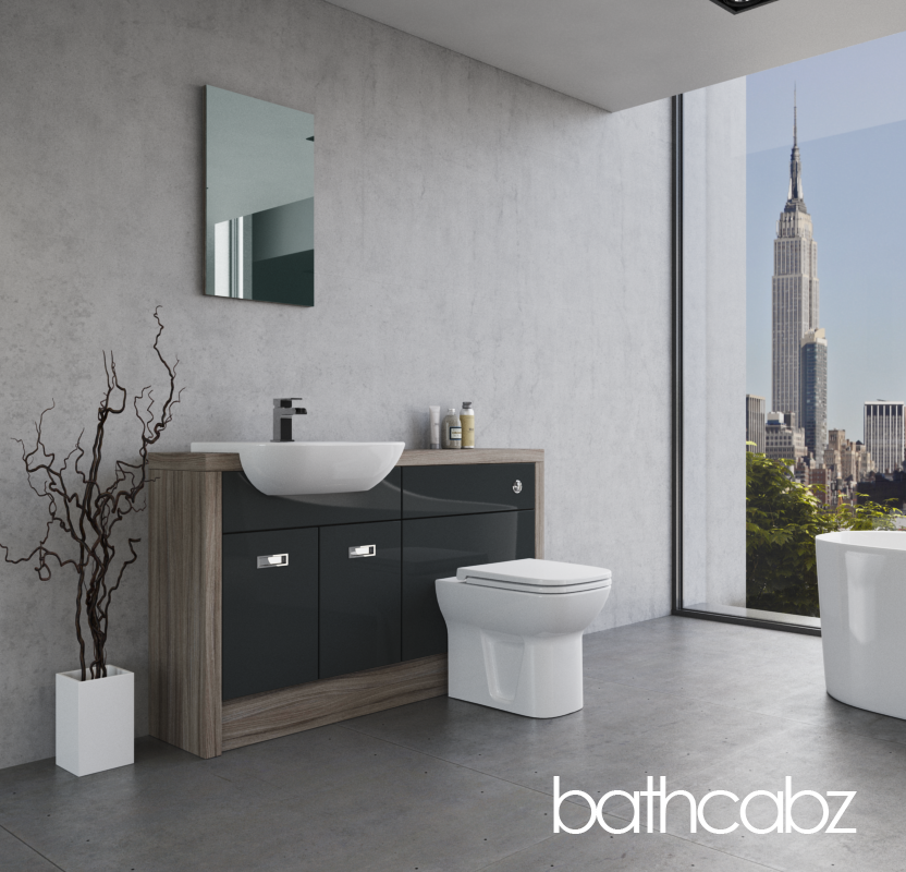 ATHENA DRIFTWOOD BASE UNITS BATHROOM FITTED FURNITURE