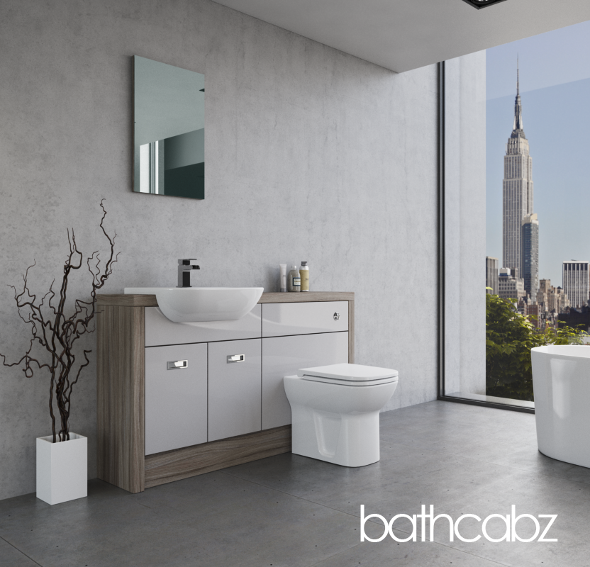 ATHENA DRIFTWOOD BASE UNITS BATHROOM FITTED FURNITURE
