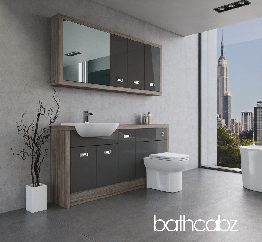 ATHENA DRIFTWOOD BASE & WALL UNITS BATHROOM FITTED FURNITURE