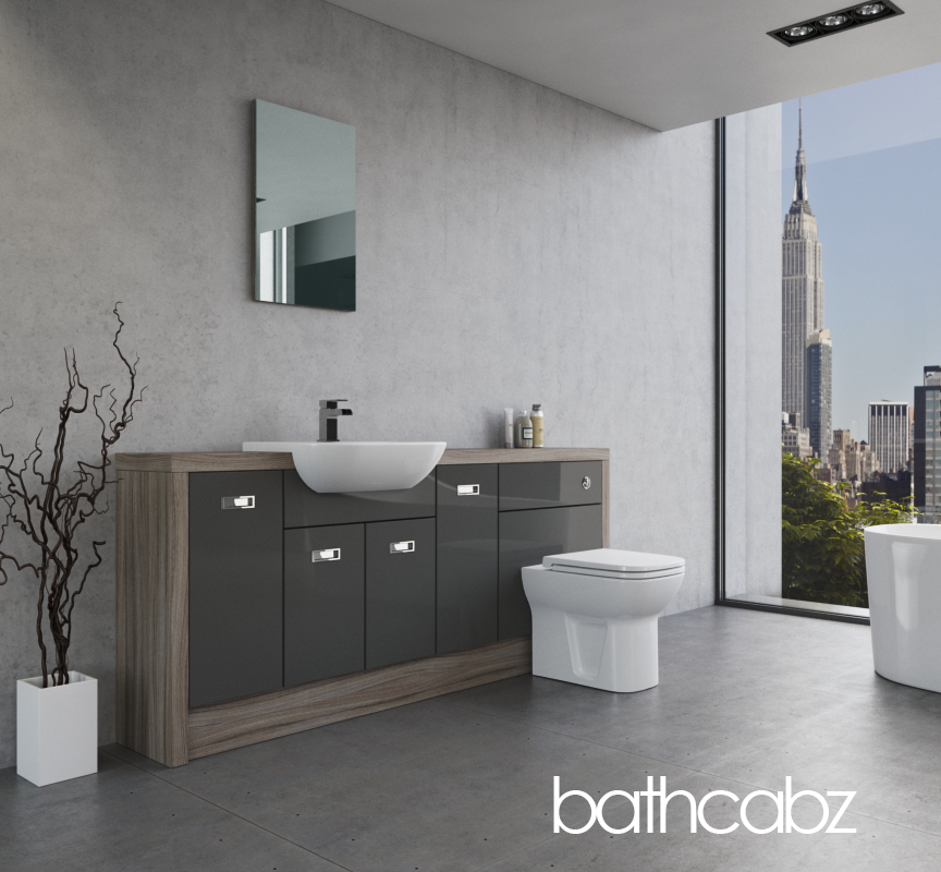 ATHENA DRIFTWOOD BASE UNITS BATHROOM FITTED FURNITURE