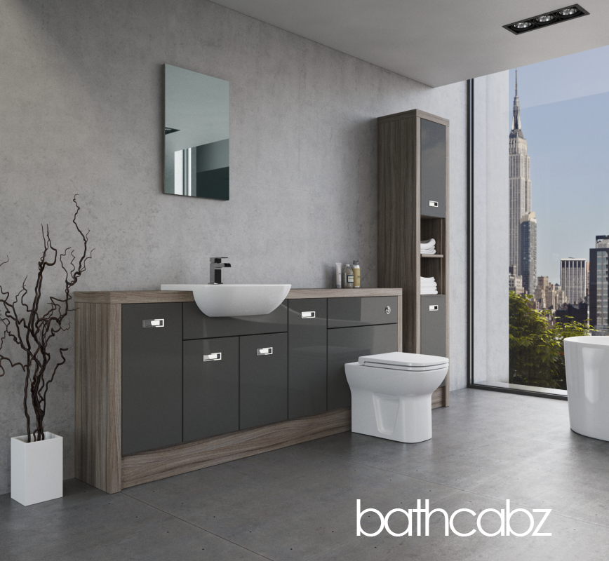 ATHENA DRIFTWOOD BASE & TALL UNIT BATHROOM FITTED FURNITURE