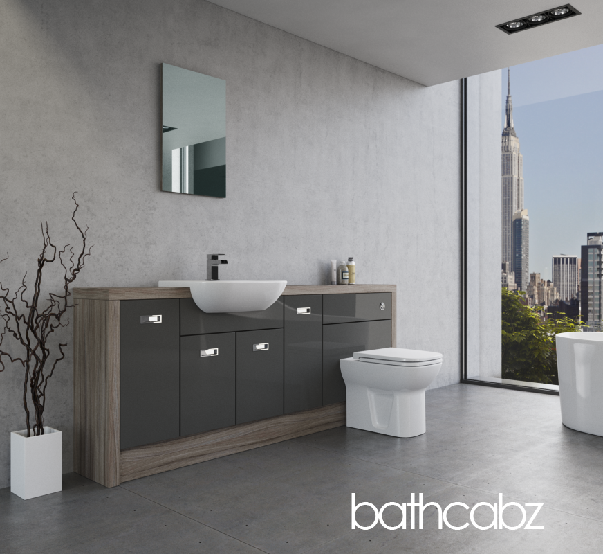 ATHENA DRIFTWOOD BASE UNITS BATHROOM FITTED FURNITURE