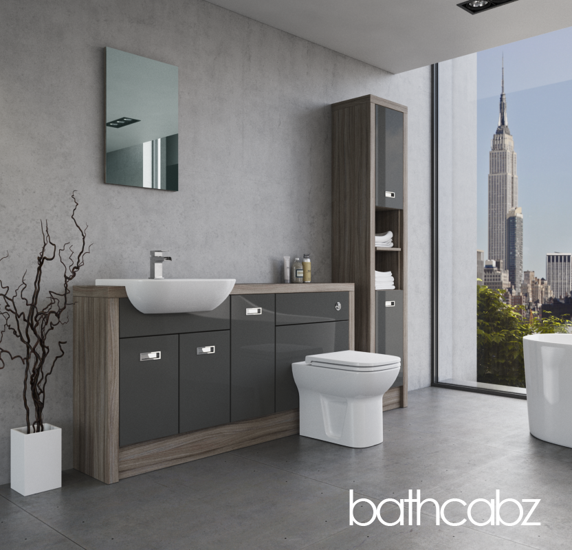 ATHENA DRIFTWOOD BASE & TALL UNIT BATHROOM FITTED FURNITURE