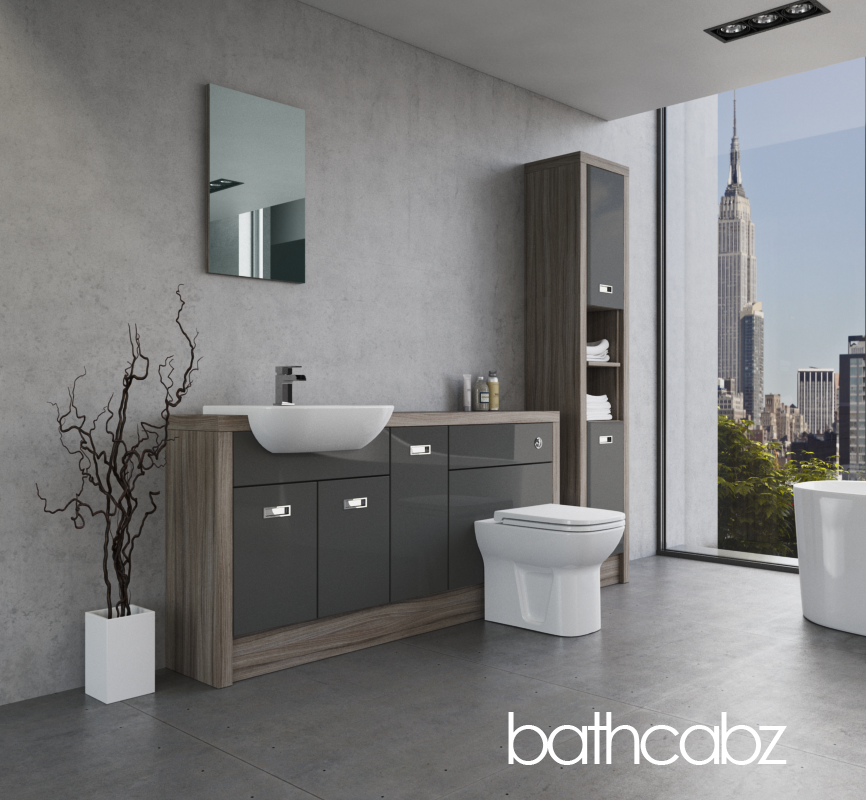 ATHENA DRIFTWOOD BASE & TALL UNIT BATHROOM FITTED FURNITURE