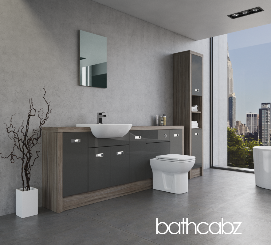 ATHENA DRIFTWOOD BASE & TALL UNIT BATHROOM FITTED FURNITURE