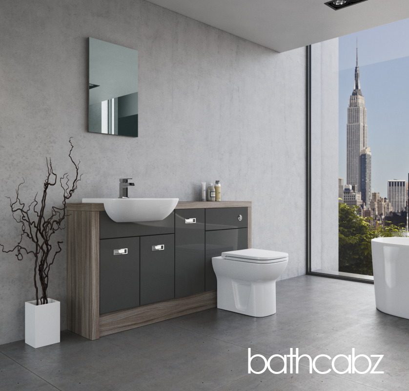 ATHENA DRIFTWOOD BASE UNITS BATHROOM FITTED FURNITURE