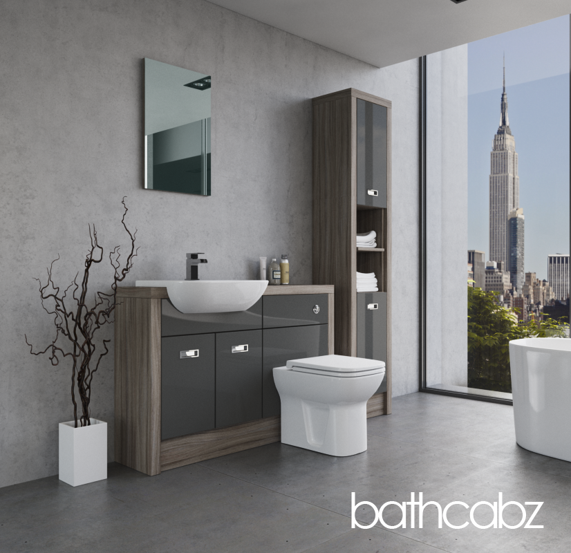 ATHENA DRIFTWOOD BASE & TALL UNIT BATHROOM FITTED FURNITURE