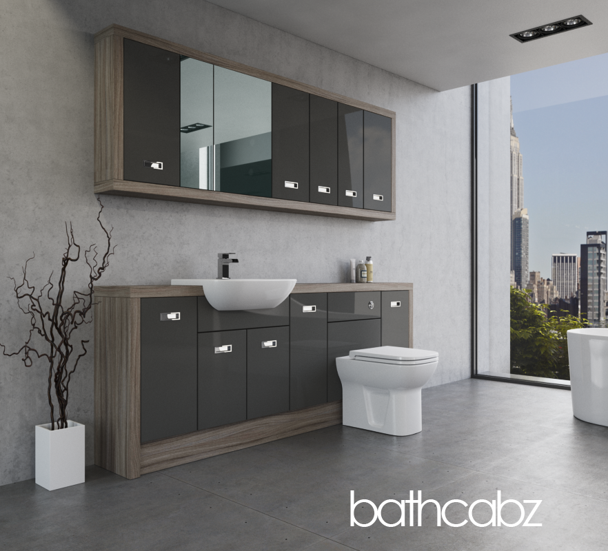 ATHENA DRIFTWOOD BASE & WALL UNITS BATHROOM FITTED FURNITURE