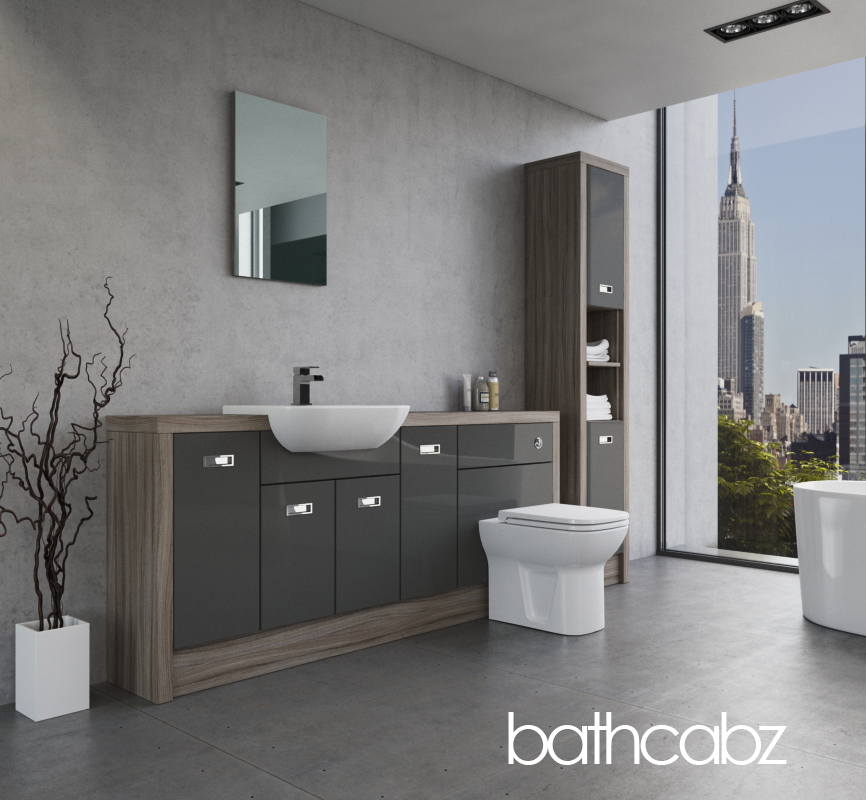 ATHENA DRIFTWOOD BASE & TALL UNIT BATHROOM FITTED FURNITURE