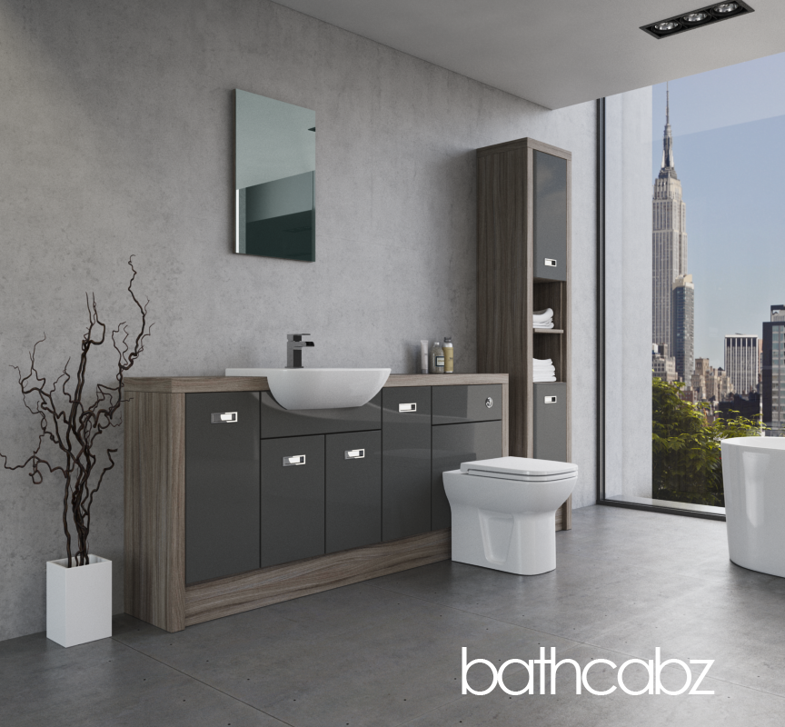 ATHENA DRIFTWOOD BASE & TALL UNIT BATHROOM FITTED FURNITURE