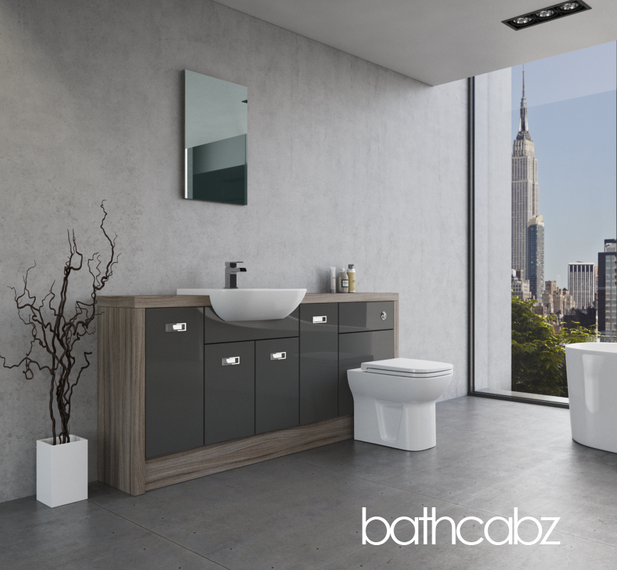 ATHENA DRIFTWOOD BASE UNITS BATHROOM FITTED FURNITURE