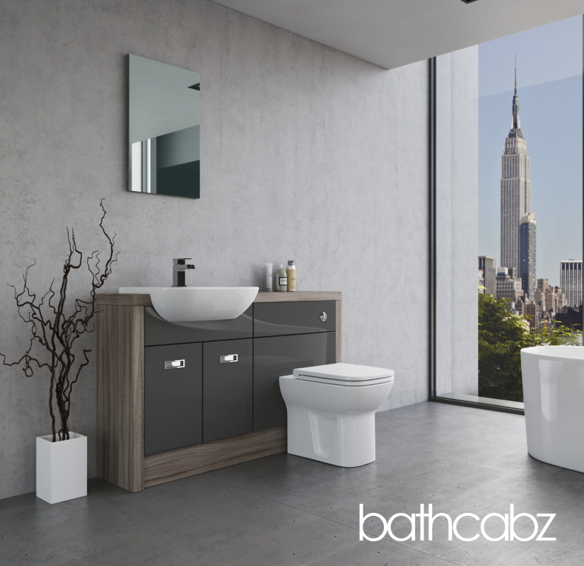 ATHENA DRIFTWOOD BASE UNITS BATHROOM FITTED FURNITURE