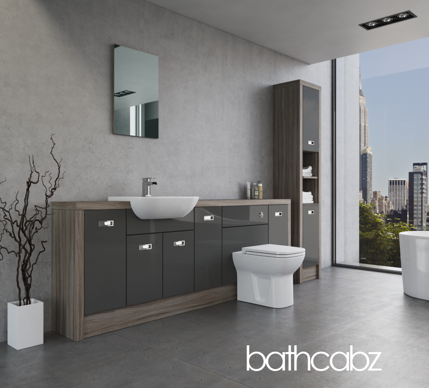 ATHENA DRIFTWOOD BASE & TALL UNIT BATHROOM FITTED FURNITURE