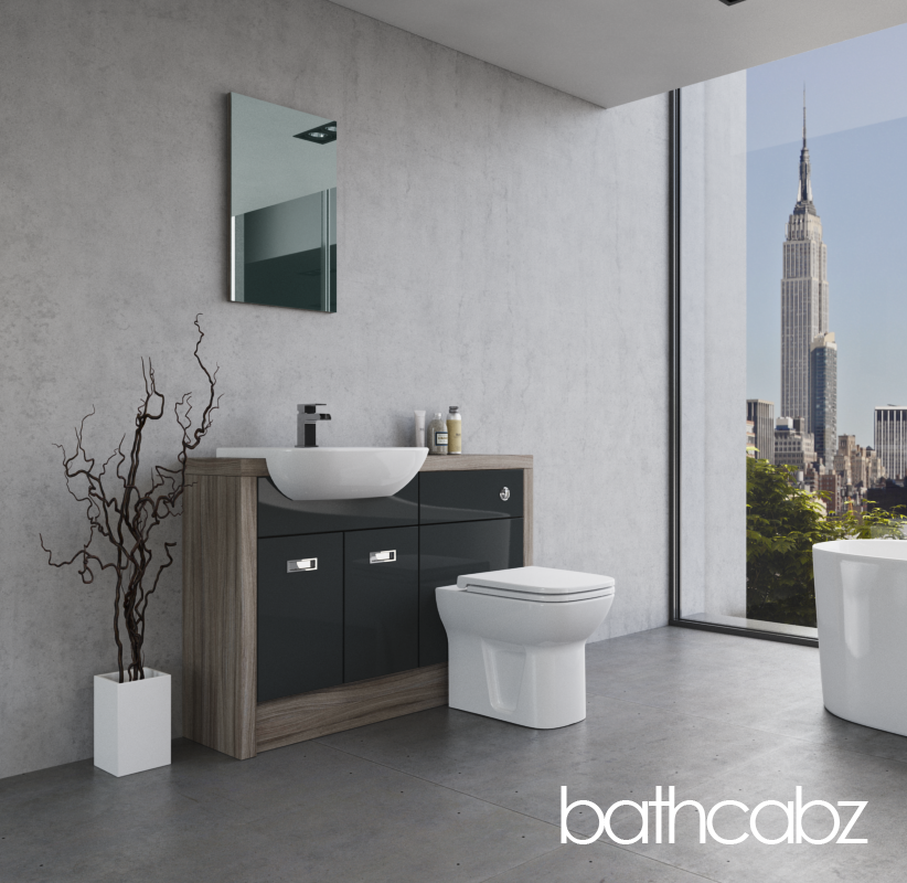 ATHENA DRIFTWOOD BASE UNITS BATHROOM FITTED FURNITURE