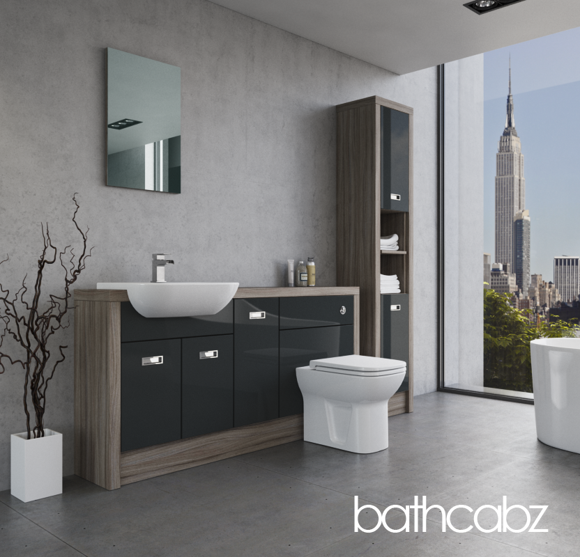 ATHENA DRIFTWOOD BASE & TALL UNIT BATHROOM FITTED FURNITURE