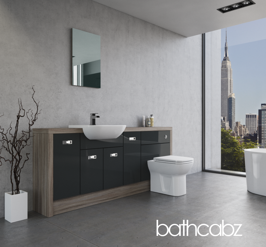 ATHENA DRIFTWOOD BASE UNITS BATHROOM FITTED FURNITURE
