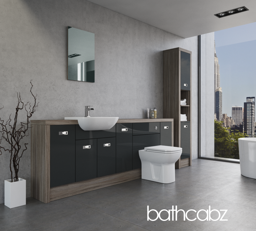 ATHENA DRIFTWOOD BASE & TALL UNIT BATHROOM FITTED FURNITURE