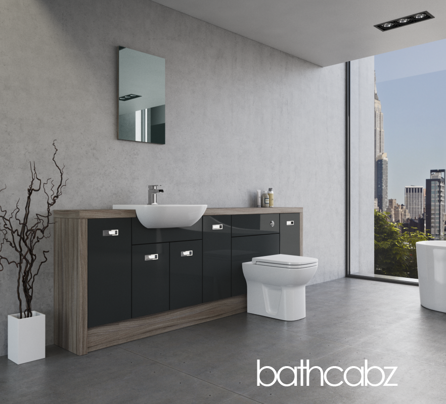 ATHENA DRIFTWOOD BASE UNITS BATHROOM FITTED FURNITURE