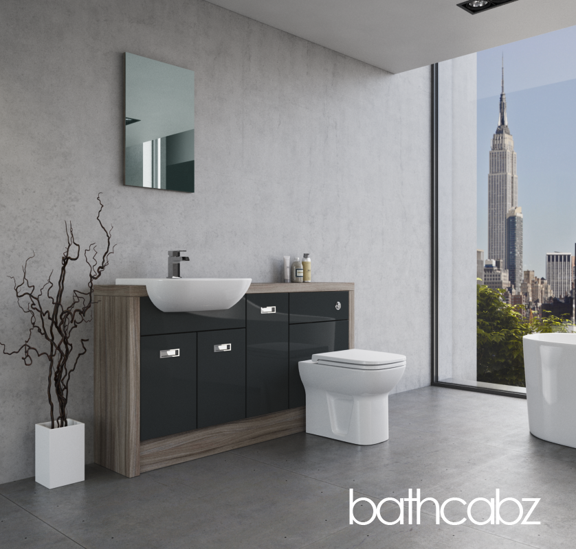 ATHENA DRIFTWOOD BASE UNITS BATHROOM FITTED FURNITURE