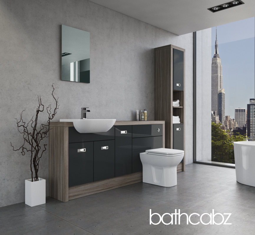 ATHENA DRIFTWOOD BASE & TALL UNIT BATHROOM FITTED FURNITURE