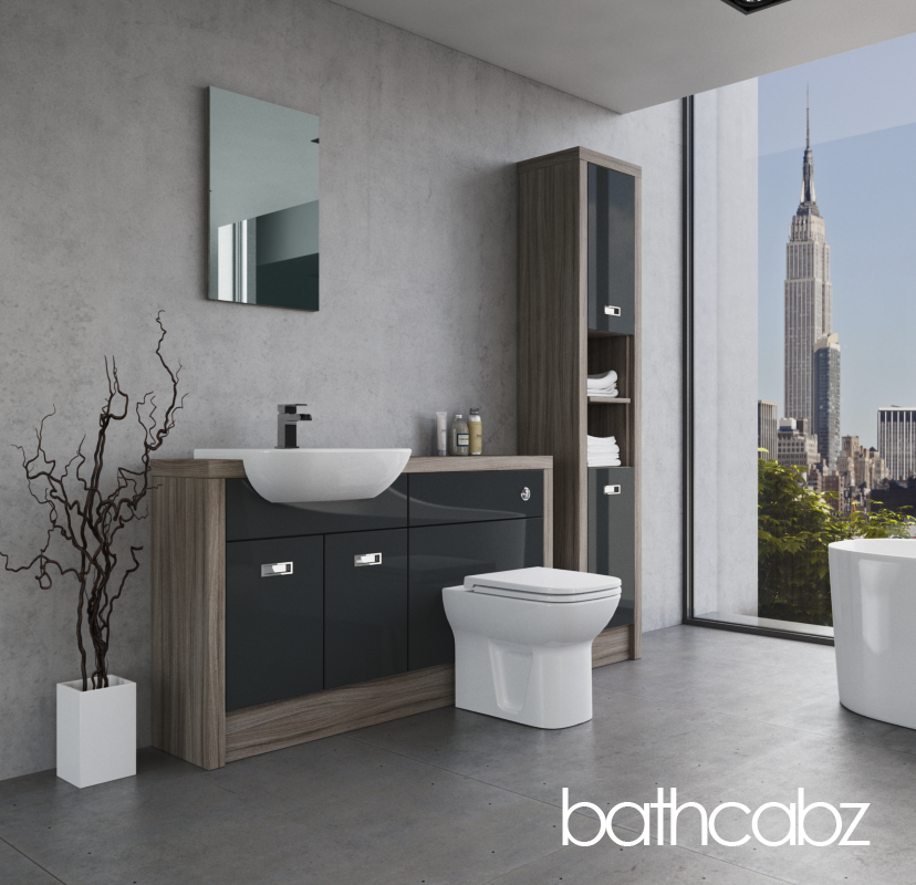 ATHENA DRIFTWOOD BASE & TALL UNIT BATHROOM FITTED FURNITURE